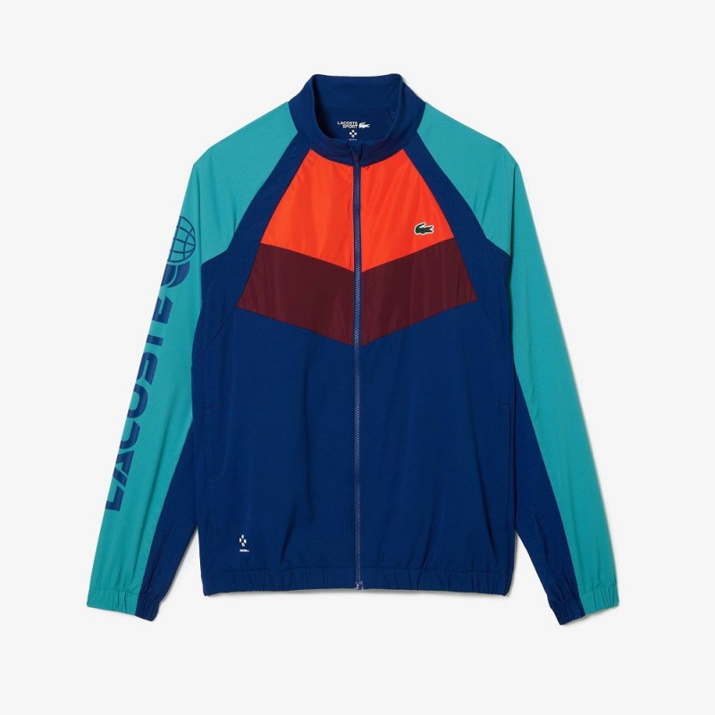 Men's Lacoste Lacoste Tennis x Daniil Medvedev Tracksuits Navy Blue Orange Bordeaux Blue Navy Blue | NIH970182