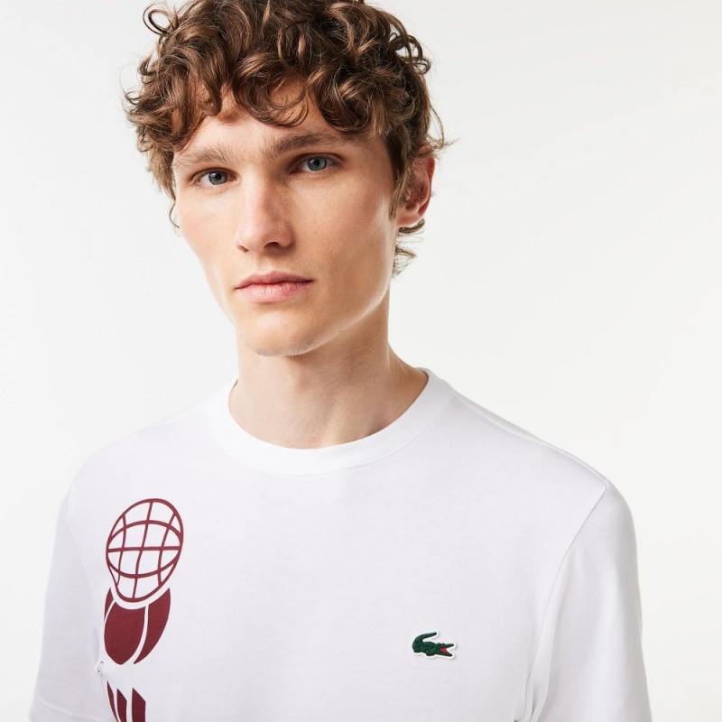 Men's Lacoste Lacoste Tennis x Daniil Medvedev Regular Fit T-Shirt White | PJW897056