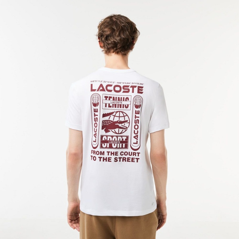 Men's Lacoste Lacoste Tennis x Daniil Medvedev Regular Fit T-Shirt White | PJW897056