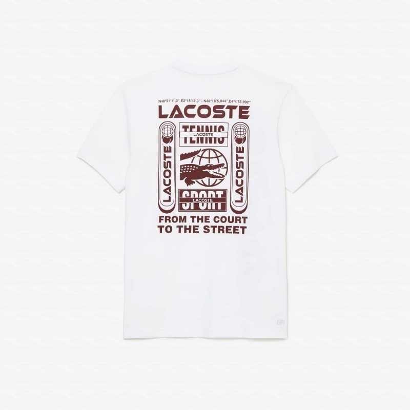 Men's Lacoste Lacoste Tennis x Daniil Medvedev Regular Fit T-Shirt White | PJW897056