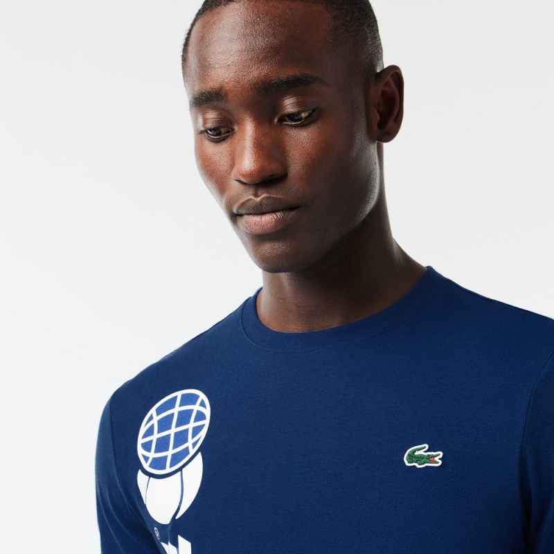 Men's Lacoste Lacoste Tennis x Daniil Medvedev Regular Fit T-Shirt Methylene blue | PSV824193