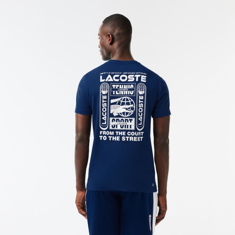 Men's Lacoste Lacoste Tennis x Daniil Medvedev Regular Fit T-Shirt Methylene blue | PSV824193