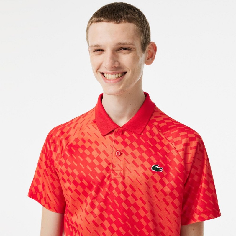 Men's Lacoste Lacoste Tennis x Novak Djokovic Fan Version Polo Shirts Red Orange | IYK563904