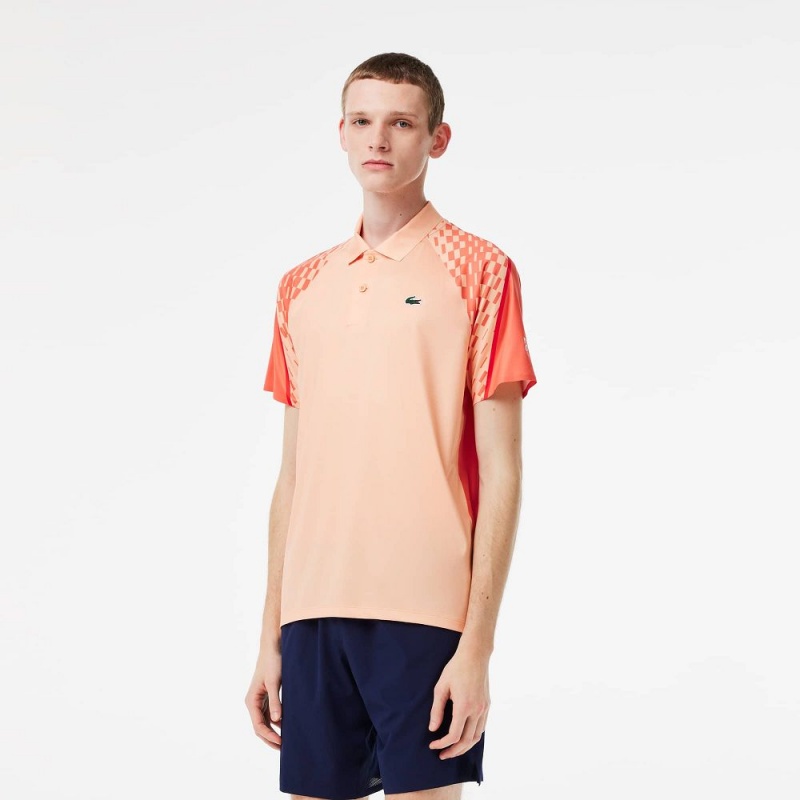 Men\'s Lacoste Lacoste Tennis x Novak Djokovic Multicolor Polo Shirts Light Orange Orange Red | UHB986431