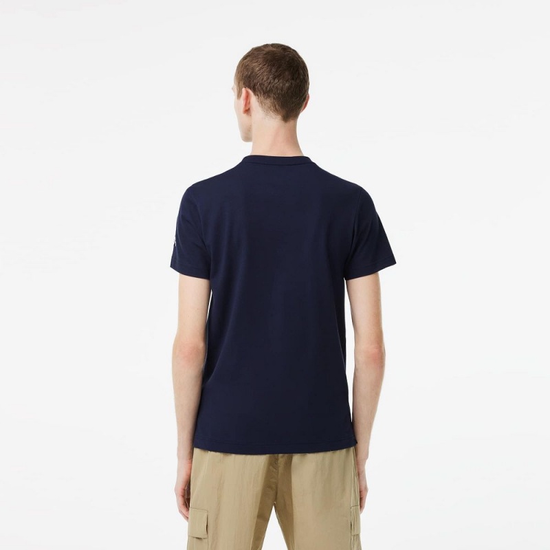 Men's Lacoste Lacoste Tennis x Novak Djokovic T-Shirt Navy Blue | YPZ039421