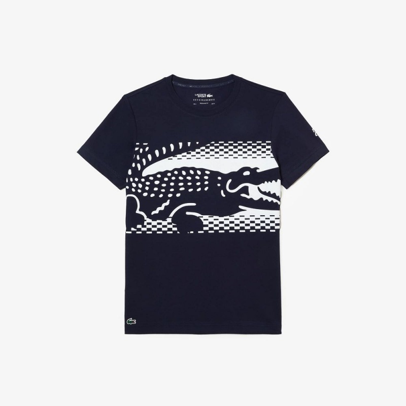 Men's Lacoste Lacoste Tennis x Novak Djokovic T-Shirt Navy Blue | YPZ039421