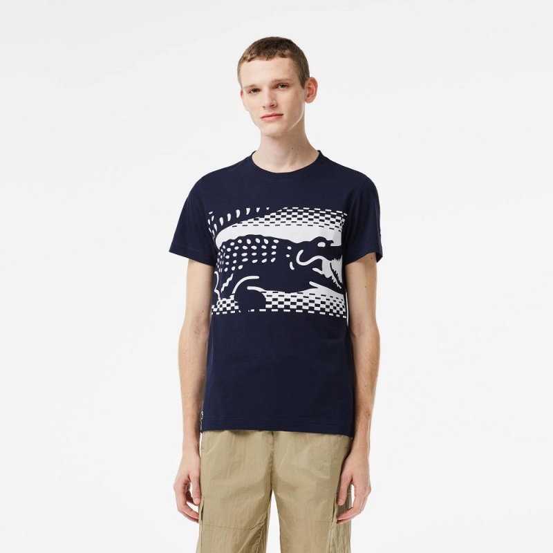 Men\'s Lacoste Lacoste Tennis x Novak Djokovic T-Shirt Navy Blue | YPZ039421