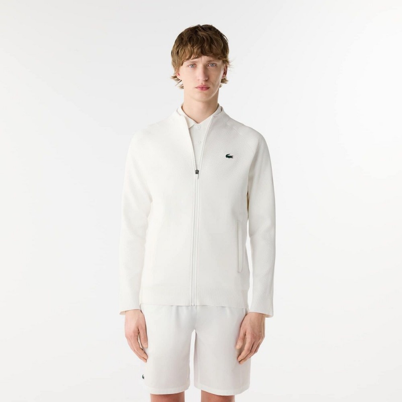 Men's Lacoste Lacoste Tennis x Novak Djokovic Zip-Up Jackets White | PKU459027