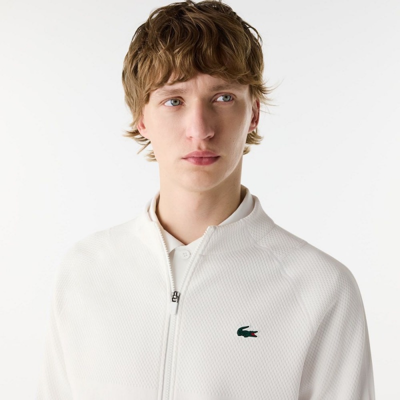 Men's Lacoste Lacoste Tennis x Novak Djokovic Zip-Up Jackets White | PKU459027