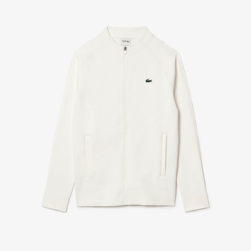 Men's Lacoste Lacoste Tennis x Novak Djokovic Zip-Up Jackets White | PKU459027