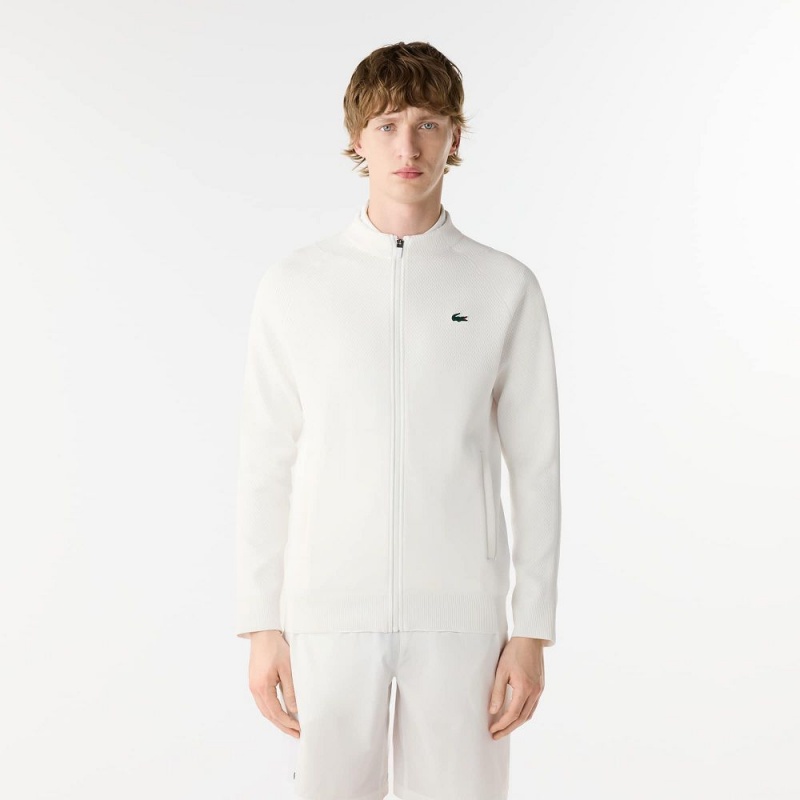 Men\'s Lacoste Lacoste Tennis x Novak Djokovic Zip-Up Jackets White | PKU459027