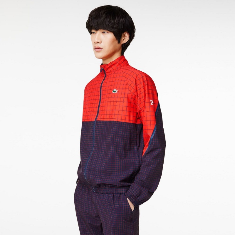 Men's Lacoste Lacoste Tennis x Novak Djokovic Tracksuits Red Navy Blue | RVH864705