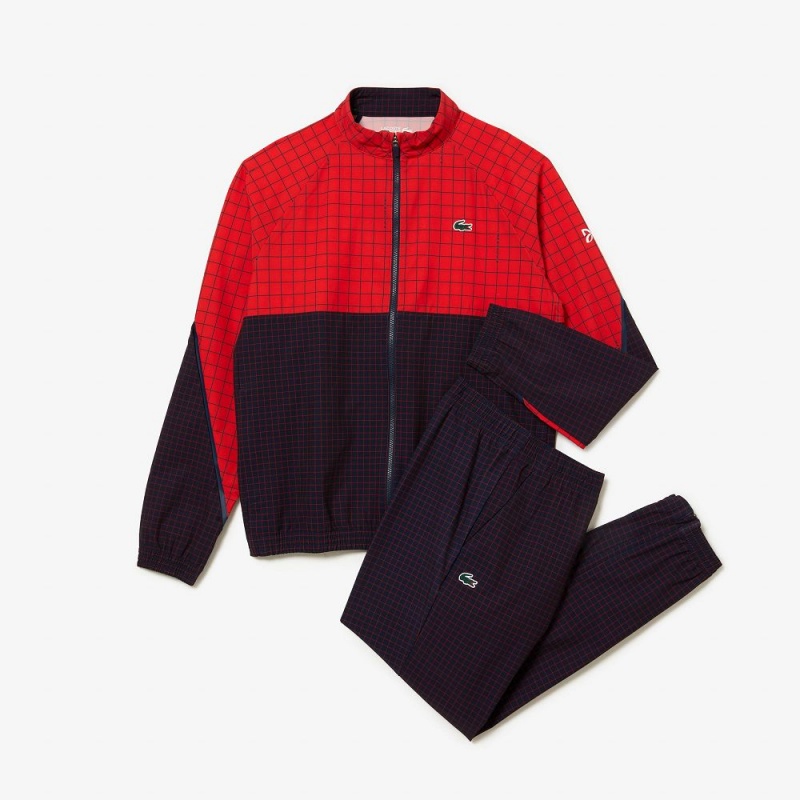 Men's Lacoste Lacoste Tennis x Novak Djokovic Tracksuits Red Navy Blue | RVH864705