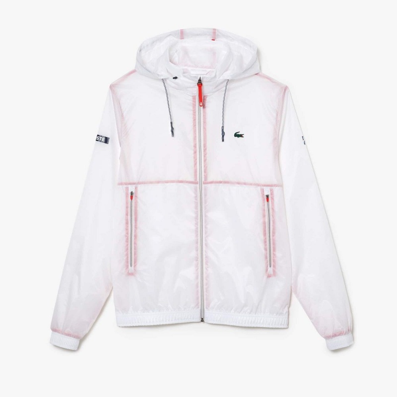 Men's Lacoste Lacoste Tennis x Novak Djokovic Zip-Up Jackets White | IGT145697