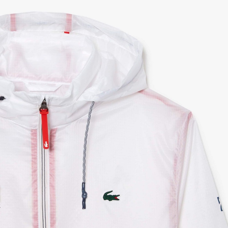 Men's Lacoste Lacoste Tennis x Novak Djokovic Zip-Up Jackets White | IGT145697