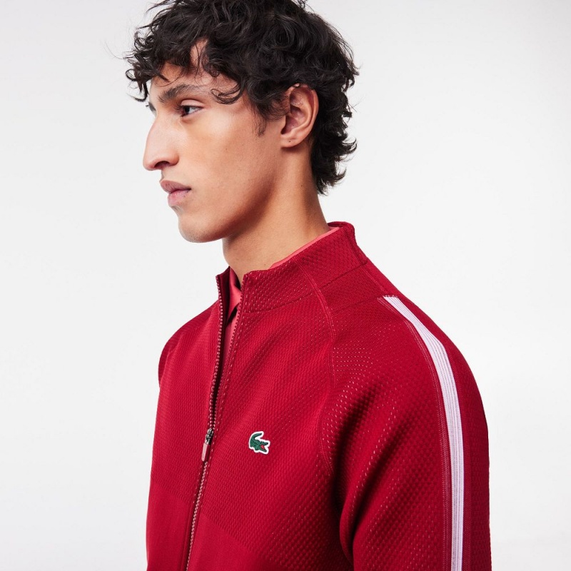 Men's Lacoste Lacoste Tennis x Novak Djokovic Zip-Up Jackets Bordeaux | UBI568203