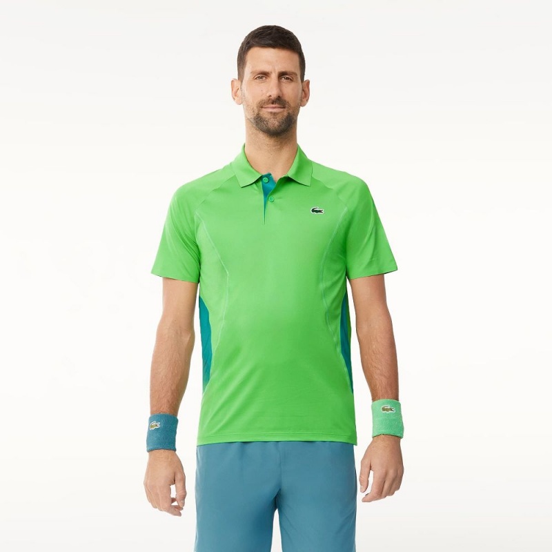 Men\'s Lacoste Lacoste Tennis x Novak Djokovic Ultra-Dry Polo Shirts Sorrel green | RJD046513