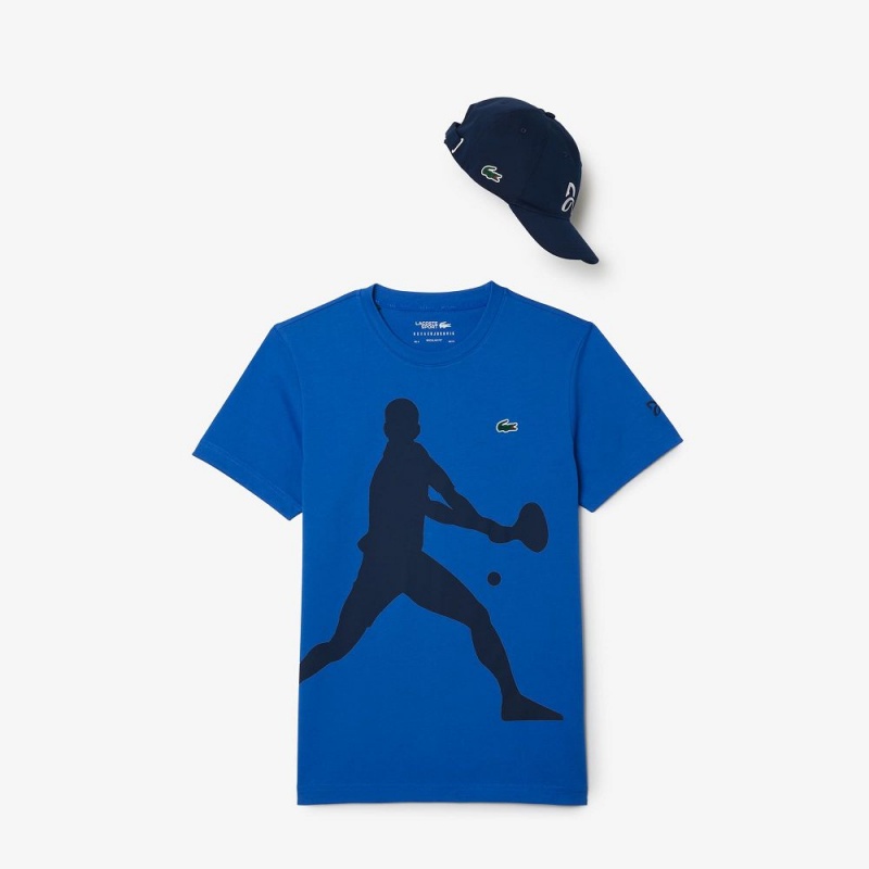 Men\'s Lacoste Lacoste Tennis x Novak Djokovic Cap Set T-Shirt Ladigue blue | RGN654912