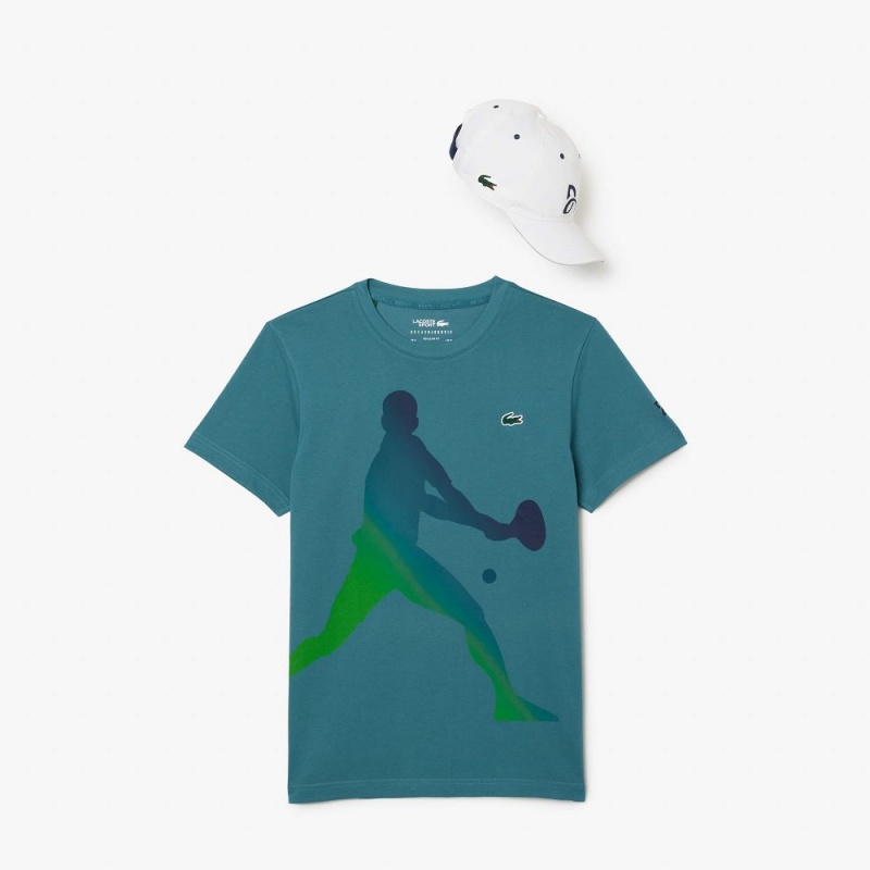 Men\'s Lacoste Lacoste Tennis x Novak Djokovic Cap Set T-Shirt Hydro blue | KXZ087459