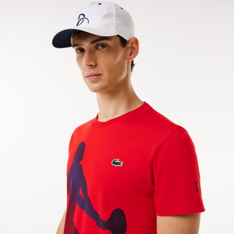 Men's Lacoste Lacoste Tennis x Novak Djokovic Cap Set T-Shirt Red currant | XVC387429