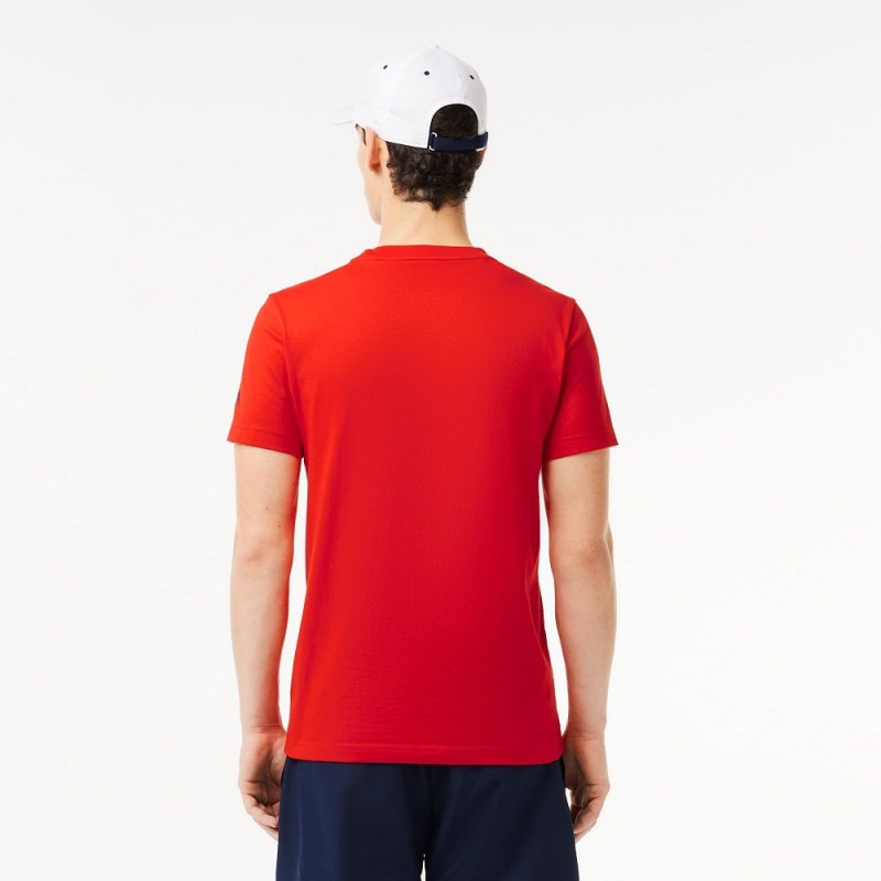 Men's Lacoste Lacoste Tennis x Novak Djokovic Cap Set T-Shirt Red currant | XVC387429