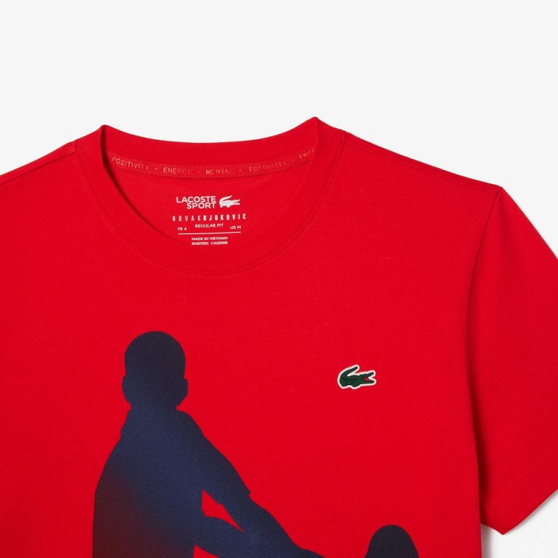 Men's Lacoste Lacoste Tennis x Novak Djokovic Cap Set T-Shirt Red currant | XVC387429