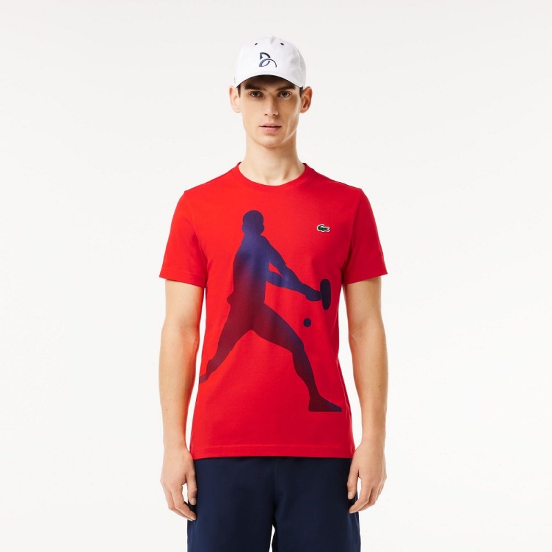 Men\'s Lacoste Lacoste Tennis x Novak Djokovic Cap Set T-Shirt Red currant | XVC387429