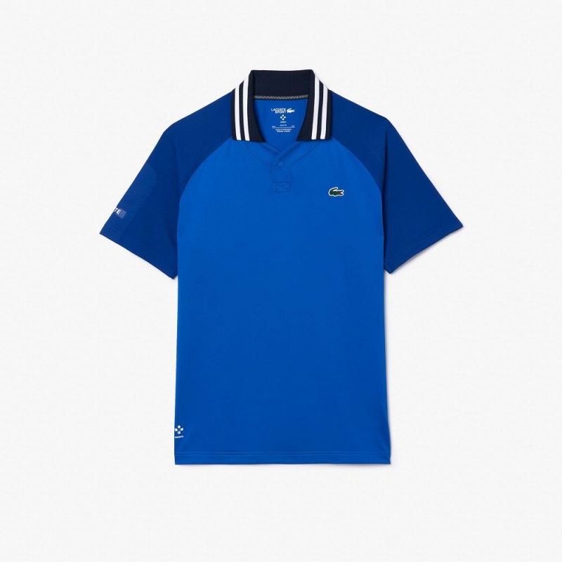 Men's Lacoste Lacoste x Daniil Medvedev Ultra-Dry Tennis Polo Shirts Blue Navy Blue | SRM783206