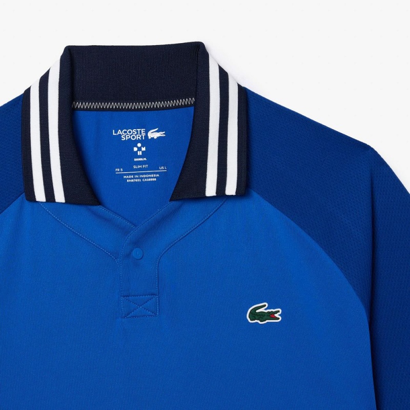 Men's Lacoste Lacoste x Daniil Medvedev Ultra-Dry Tennis Polo Shirts Blue Navy Blue | SRM783206