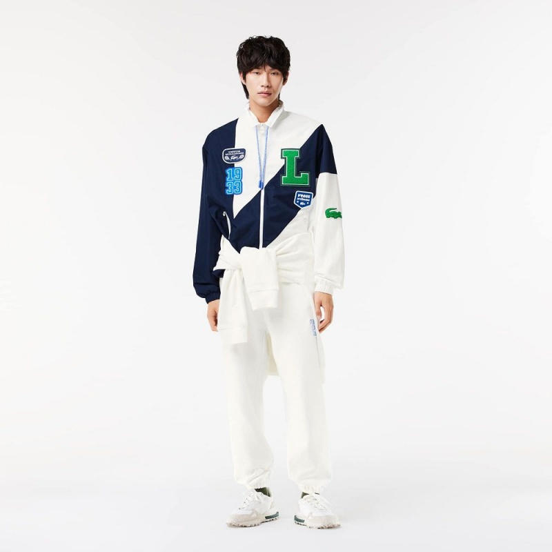 Men's Lacoste Lacoste x EleVen by Venus Oversized Track Jackets White Navy Blue | PJV096713