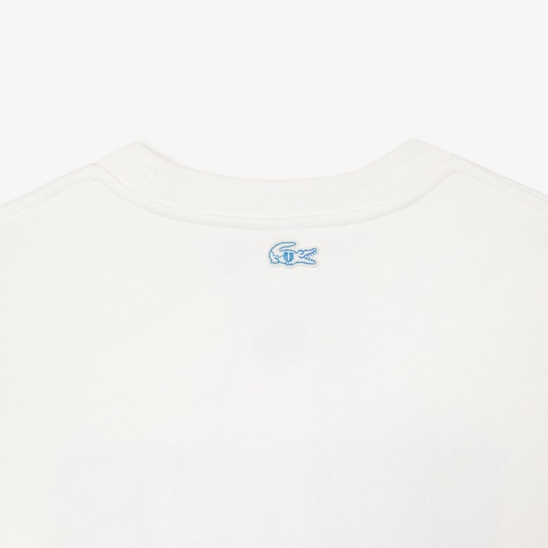 Men's Lacoste Lacoste x EleVen by Venus Oversized Fleece Sweatshirt White | ZTR726839