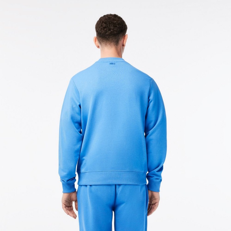 Men's Lacoste Lacoste x Netflix Organic Cotton Fleece Print Sweatshirt Ethereal blue | LBT273591