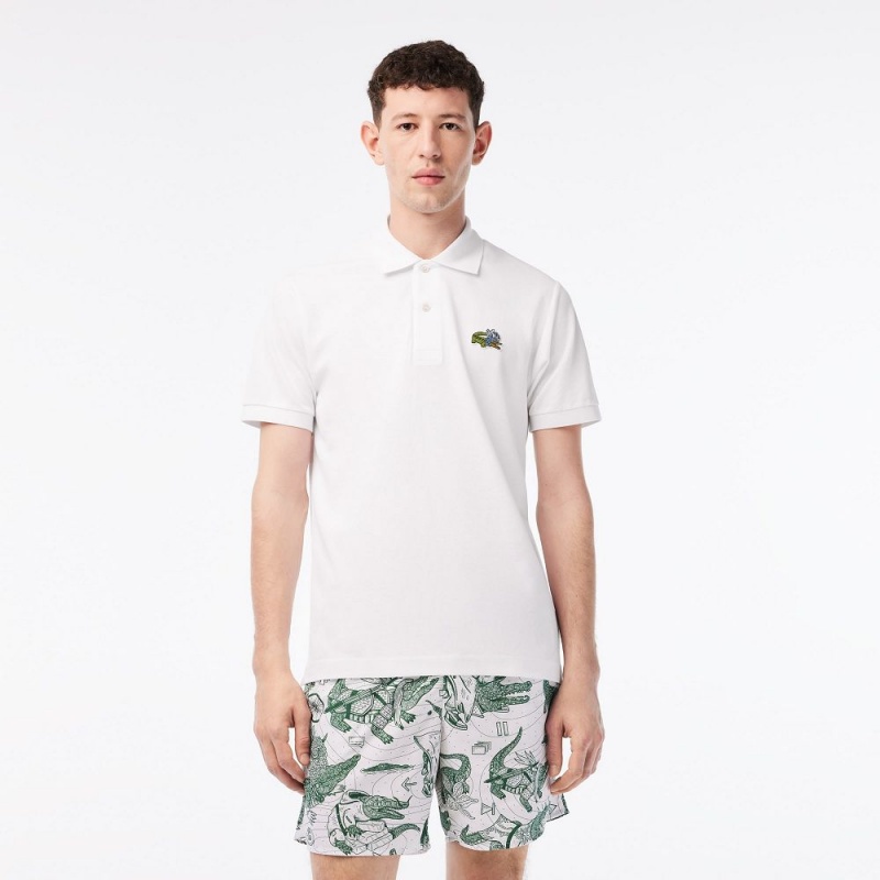 Men's Lacoste Lacoste x Netflix Organic Cotton Polo Shirts White | JWL548692