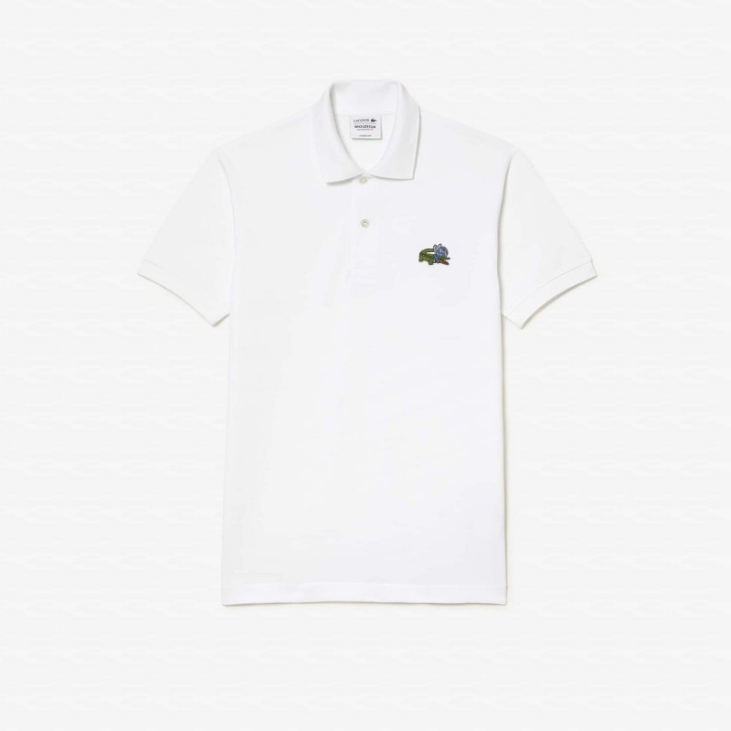 Men's Lacoste Lacoste x Netflix Organic Cotton Polo Shirts White | JWL548692