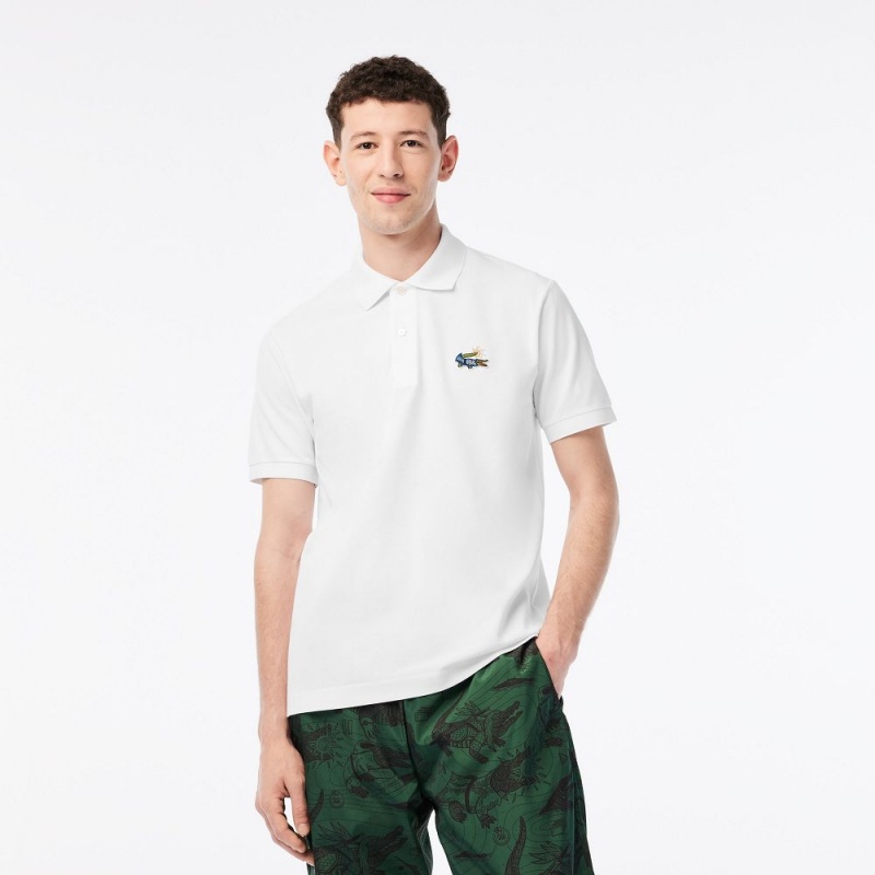 Men's Lacoste Lacoste x Netflix Organic Cotton Polo Shirts White | JZQ019487