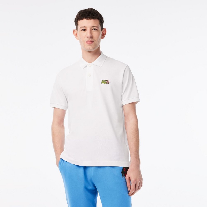 Men's Lacoste Lacoste x Netflix Organic Cotton Polo Shirts White | VFI530489