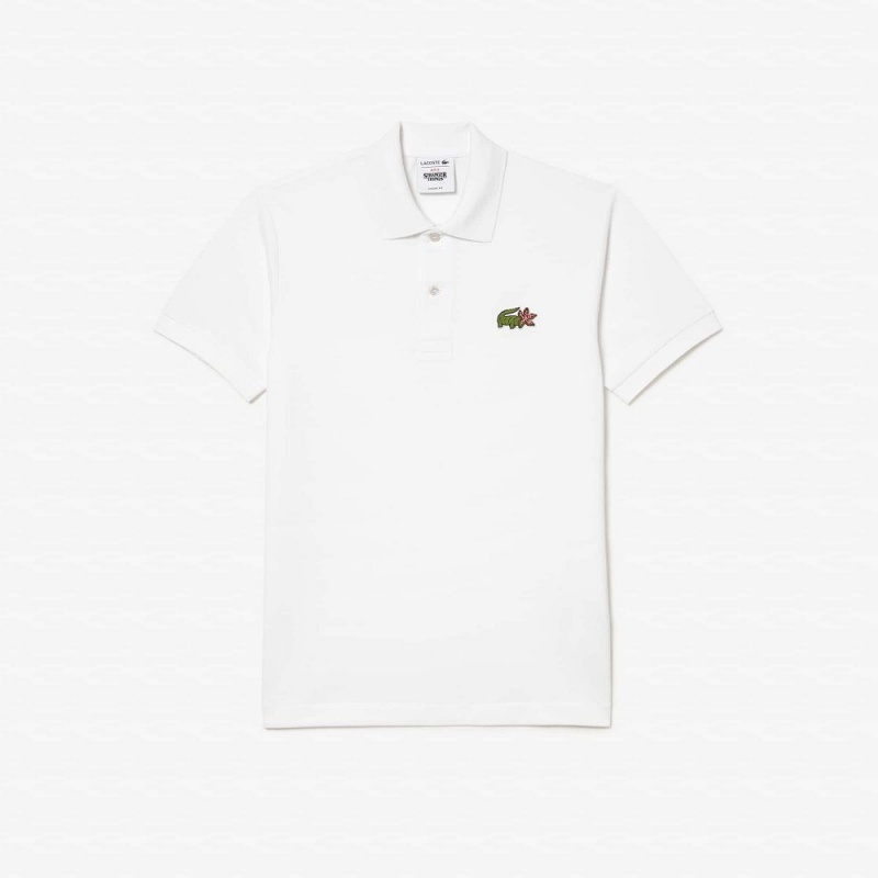 Men's Lacoste Lacoste x Netflix Organic Cotton Polo Shirts White | VFI530489