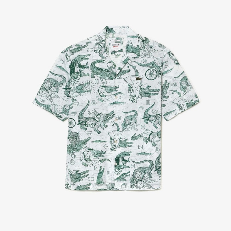 Men's Lacoste Lacoste x Netflix Short Sleeve Printed Shirt Multicolor | UNK203897