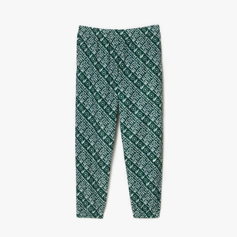 Men's Lacoste Lacoste x Netflix Waterproof Joggers Green White | NKR521798