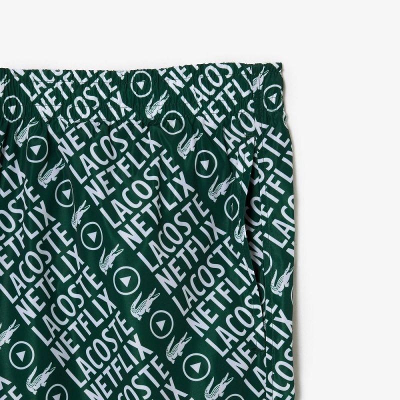 Men's Lacoste Lacoste x Netflix Waterproof Joggers Green White | NKR521798