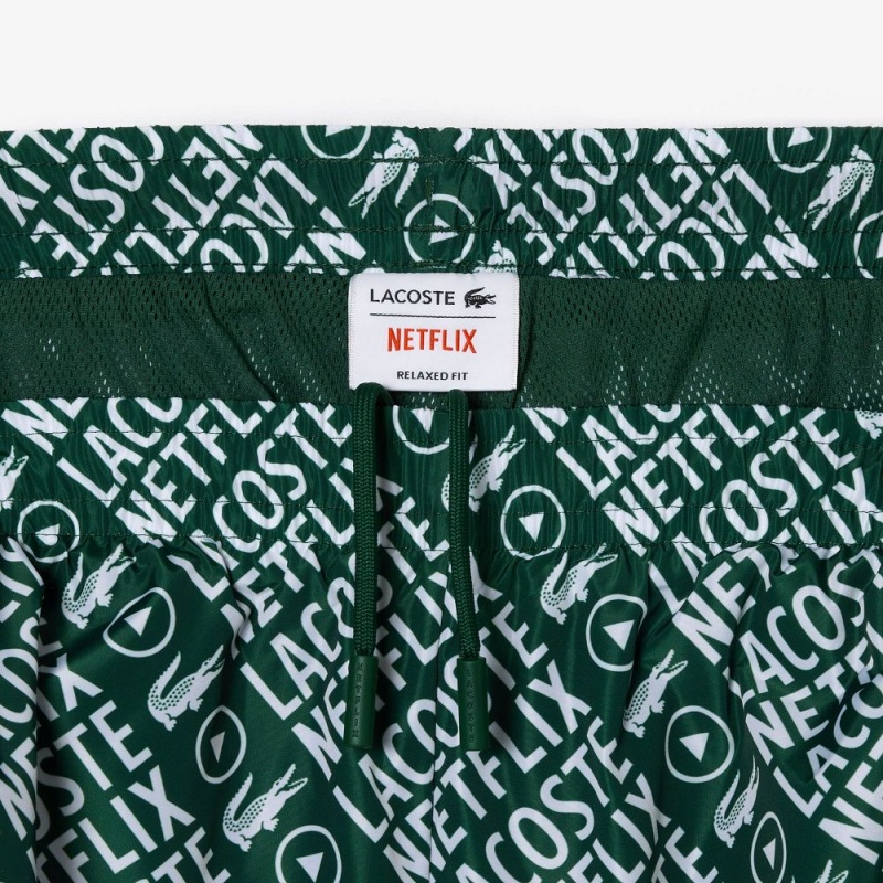 Men's Lacoste Lacoste x Netflix Waterproof Joggers Green White | NKR521798