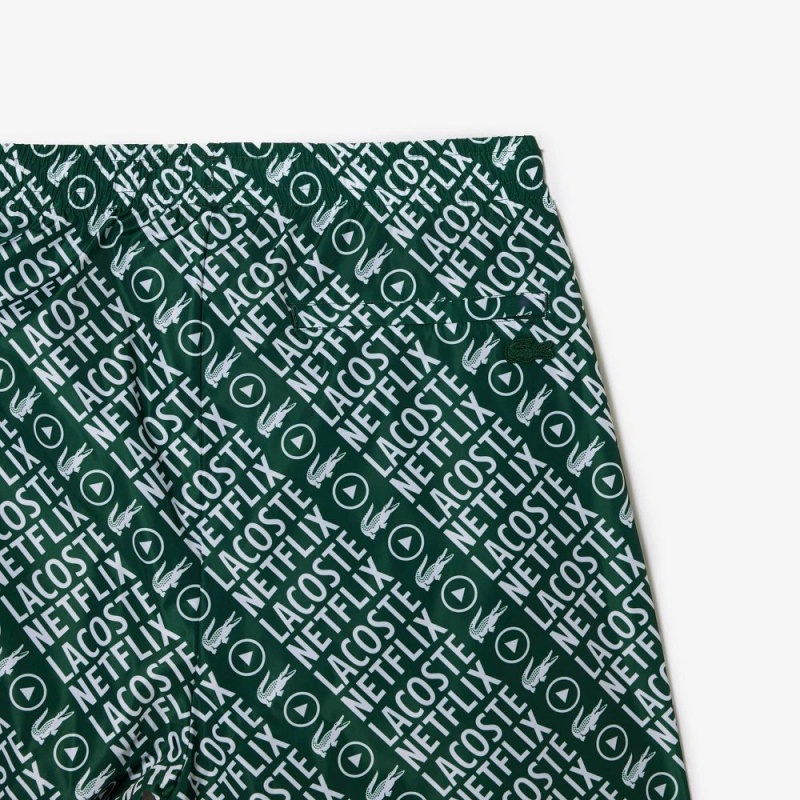 Men's Lacoste Lacoste x Netflix Waterproof Joggers Green White | NKR521798