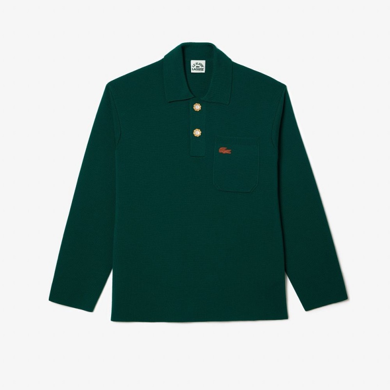 Men\'s Lacoste Lacoste x le FLEUR Long Sleeved Polo Sweater Green | LEA084761