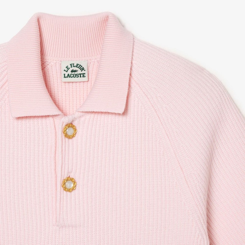 Men's Lacoste Lacoste x le FLEUR Polo Collar Sweater Pink | UWC482560