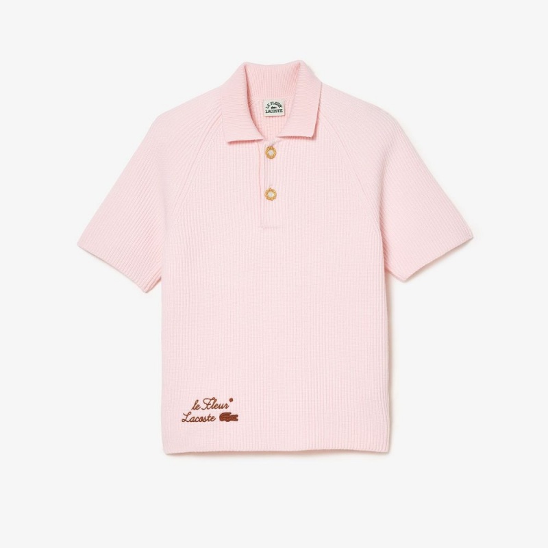 Men\'s Lacoste Lacoste x le FLEUR Polo Collar Sweater Pink | UWC482560