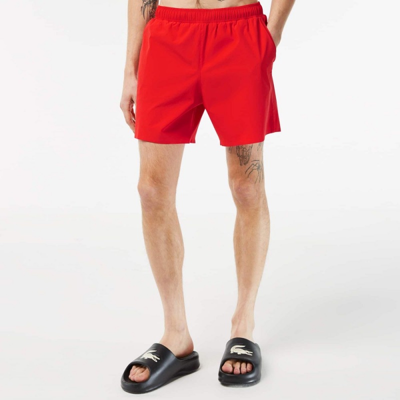 Men's Lacoste Light Swim Trunks Red | AQZ658134