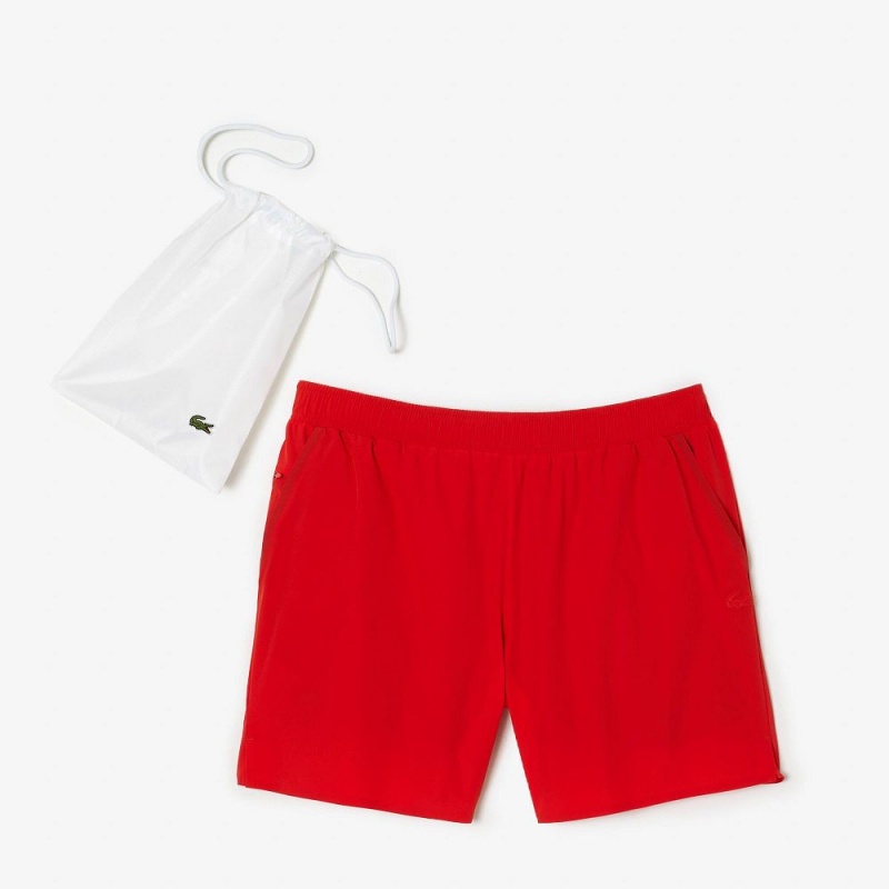 Men's Lacoste Light Swim Trunks Red | AQZ658134