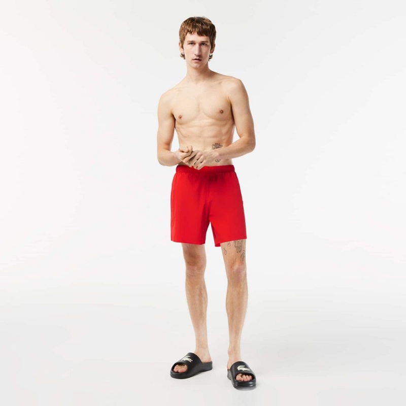 Men\'s Lacoste Light Swim Trunks Red | AQZ658134