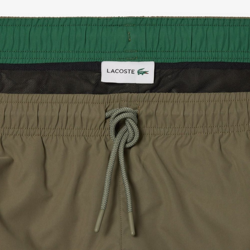 Men's Lacoste Lightweight Swim Shorts Khaki Green Green | REU547912