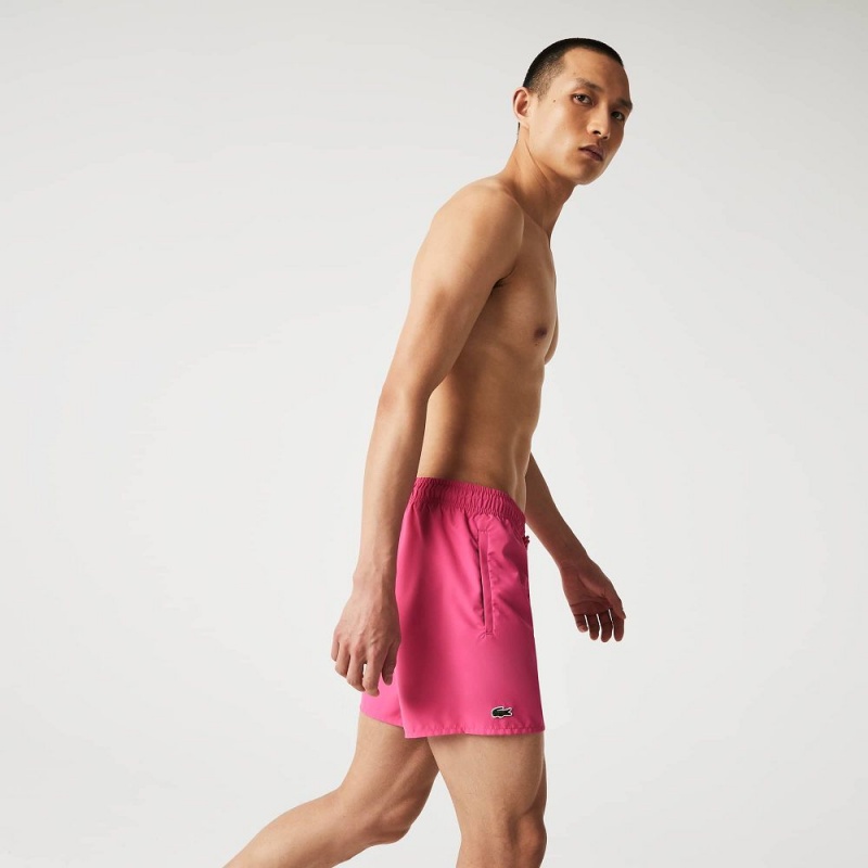 Men's Lacoste Lightweight Swim Shorts Pink Green | WNA890421